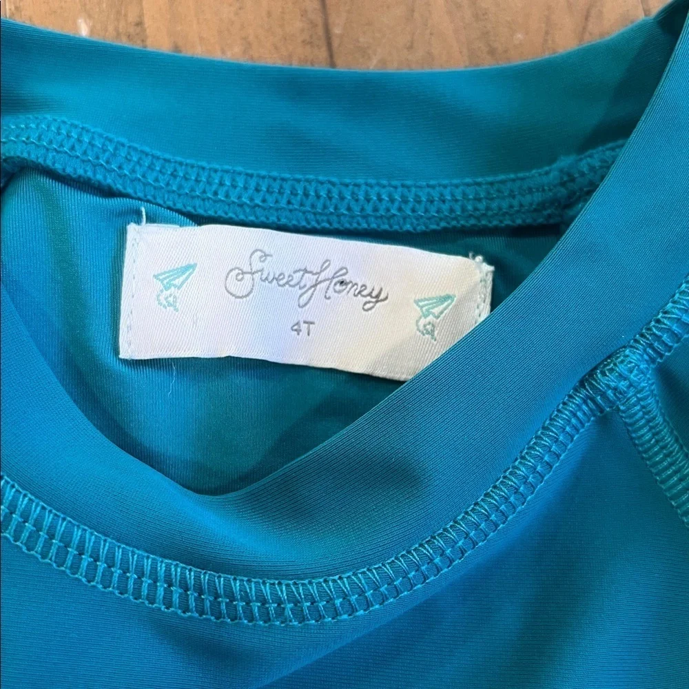 SweetHoney teal long sleeve rashguard swim top kids size 4T